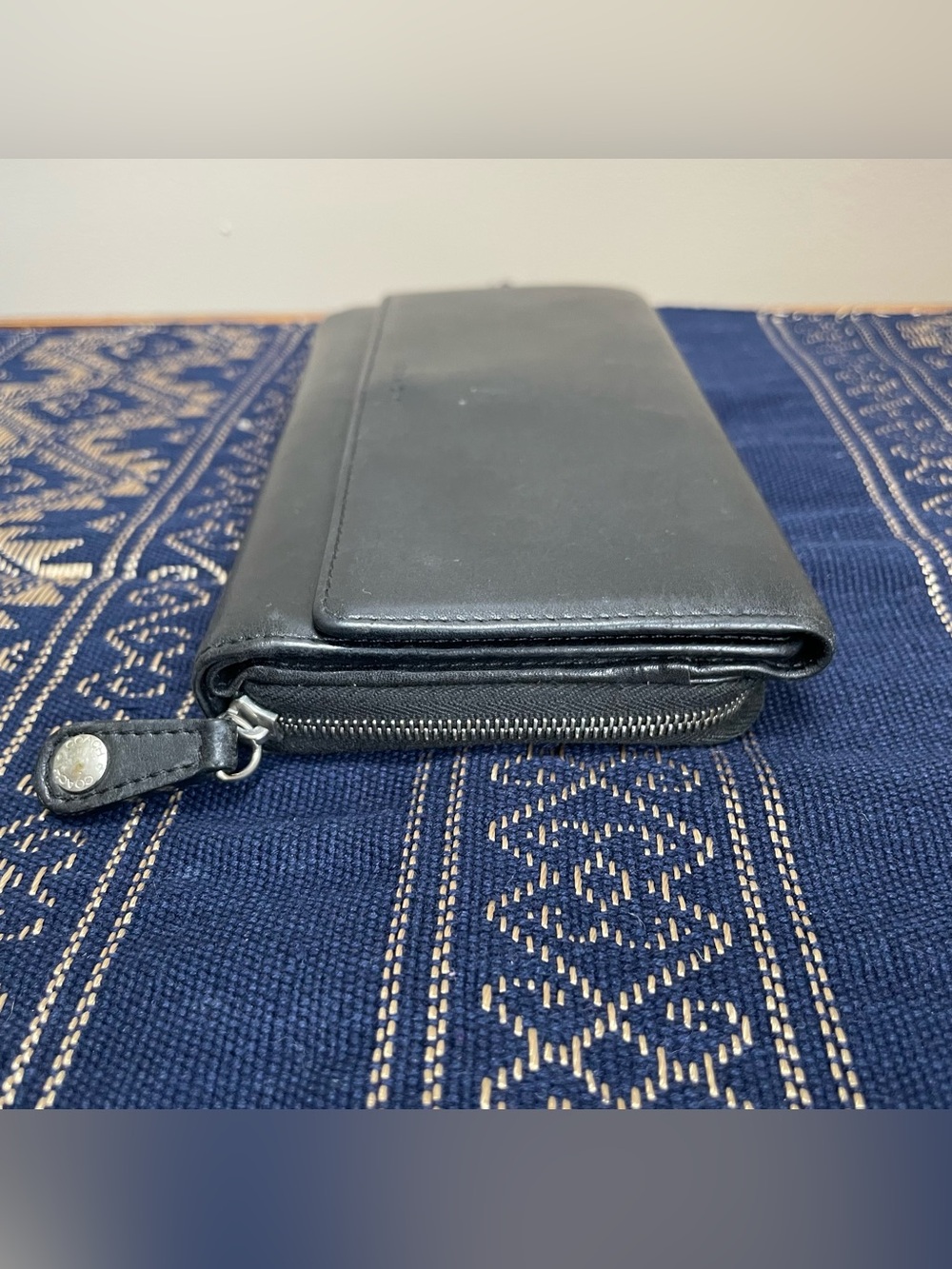 VTG Coach Legacy Soft Black Leather Trifold Long Wallet Flap Closure Zip Around - Picture 4 of 10